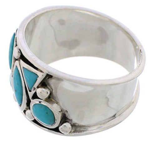 Genuine Sterling Silver Southwestern Turquoise Ring Size 7-3/4 TX28156
